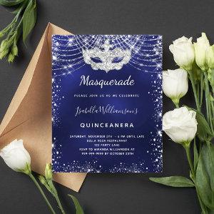 Budget Masquerade navy blue silver Quinceanera