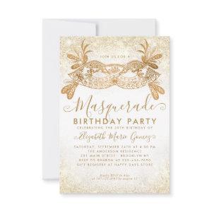 Budget Masquerade White Gold Glitter Dust Birthday Note Card