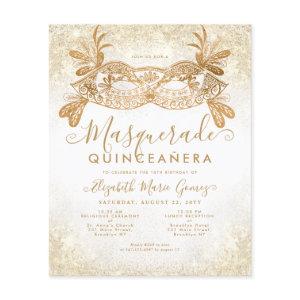Budget Masquerade White Gold Glitter Quinceanera