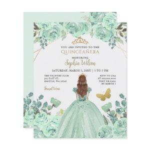 Budget Mint Gold Princess Quinceañera