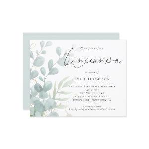 Budget Modern Eucalyptus Quinceañera
