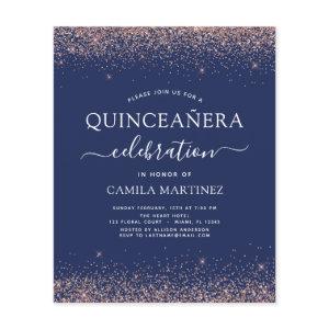 Budget Navy Blue Quinceanera Rose Gold Pink Flyer