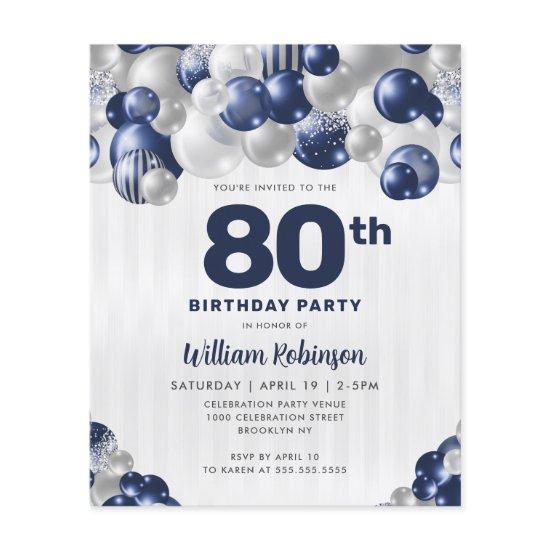 Budget Navy Blue Silver Glitter Balloon Birthday