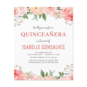 Budget Peach QUINCEAÑERA Birthday Coral  Flyer