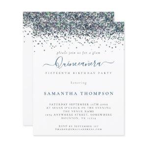 Budget Peacock Blue Glitter Quinceañera
