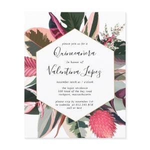 Budget Pink Black Tropical Quinceanera