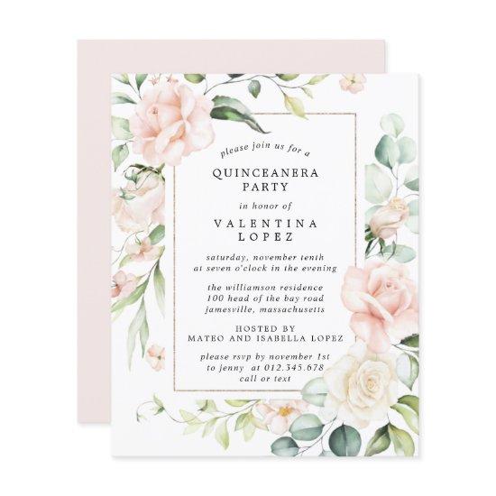 Budget Pink Floral Quinceanera Party