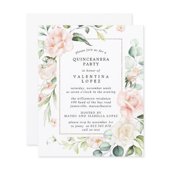 Budget Pink Floral Quinceanera Party