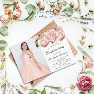 Budget Pink Floral Quinceanera Photo  Flyer