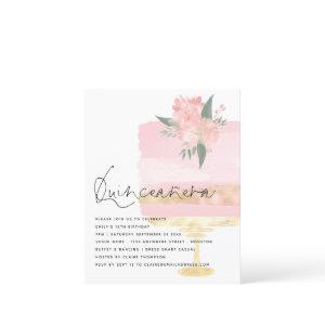 Budget Pink Gold Birthday Cake Quinceanera Invite