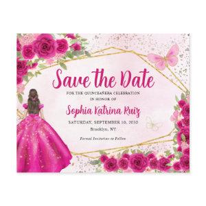 Budget Pink Princess Quinceañera Save the Date
