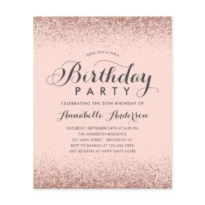 Budget Pink Rose Gold Glitter Any Age Birthday