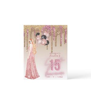 BUDGET Pink Rose Gold Glitter Quinceanera Red Hair
