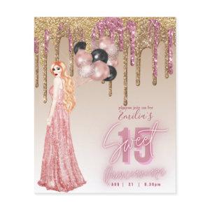 BUDGET Pink Rose Gold Glitter Quinceanera Red Hair Flyer