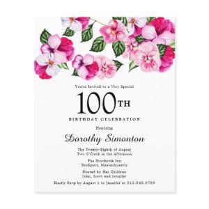 Budget Pink White Floral 100th Birthday