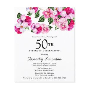 Budget Pink White Floral 50th Birthday