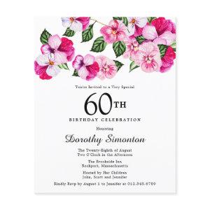 Budget Pink White Floral 60th Birthday