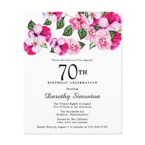 Budget Pink White Floral 70th Birthday