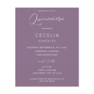 Budget Plum Purple MOD Callig Quinceanera Ceremony Flyer
