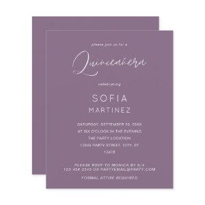Budget Plum Purple MOD Calligraphy Quinceanera