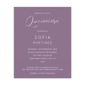 Budget Plum Purple MOD Calligraphy Quinceanera Flyer