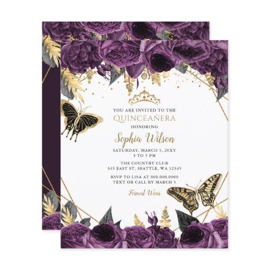 Budget Purple Butterfly Quinceañera