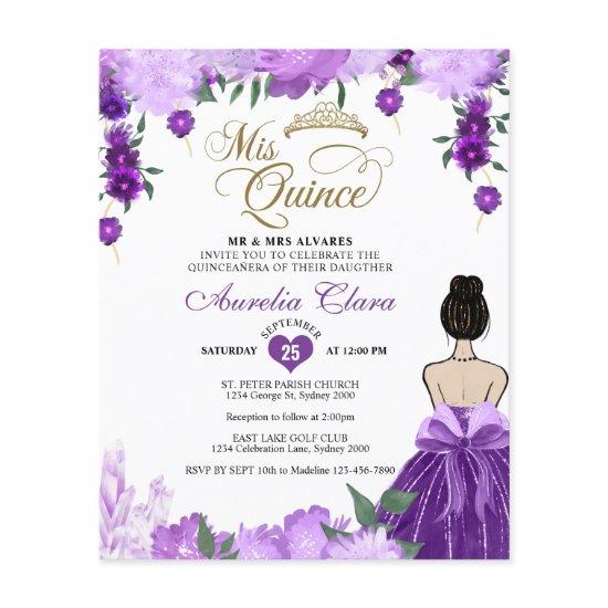 BUDGET Purple Floral Princess Mis Quince