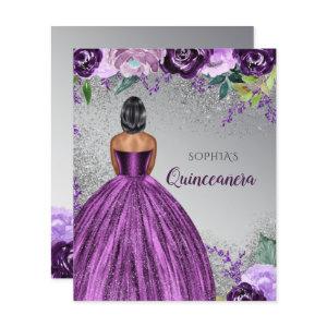Budget Purple Glitter Dress Quinceañera