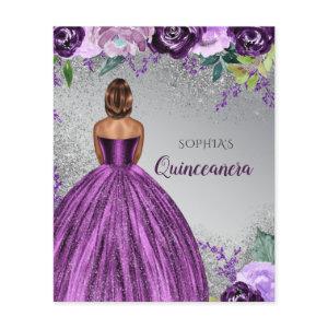 Budget Purple Glitter Dress Quinceañera