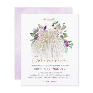 Budget Purple Gold Dress Quinceañera