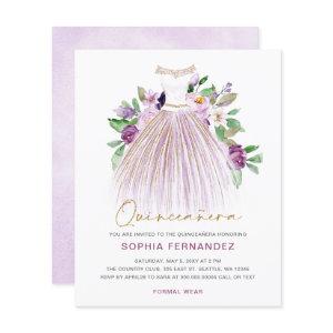 Budget Purple Gold Dress Quinceañera