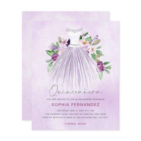 Budget Purple Gold Dress Quinceañera