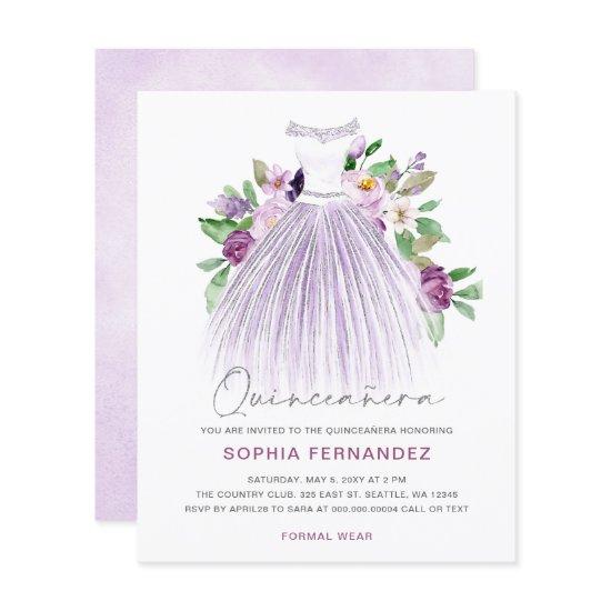 Budget Purple Gold Dress Quinceañera