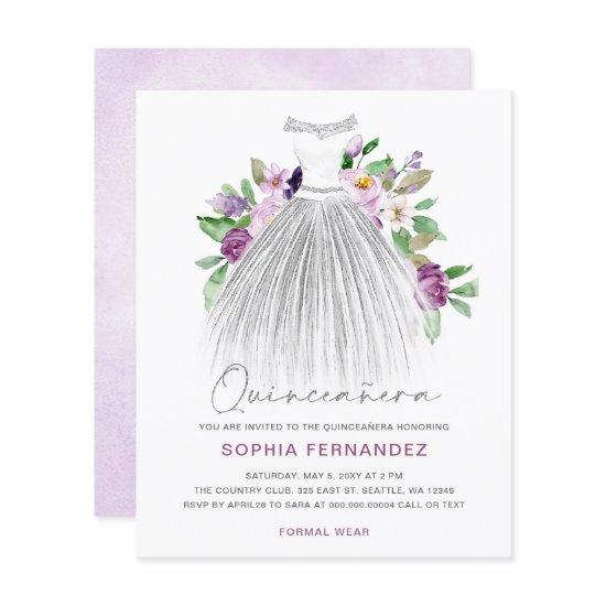 Budget Purple Gold Dress Quinceañera