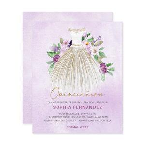 Budget Purple Gold Dress Quinceañera