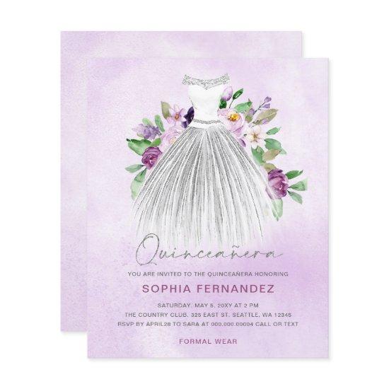 Budget Purple Gold Dress Quinceañera
