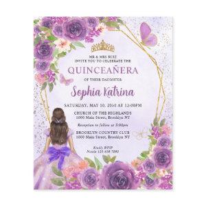 Budget Purple Gold Floral Princess Quinceañera