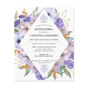 Budget Purple Gold Floral Quinceanera