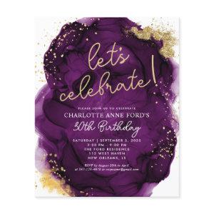 Budget Purple Gold Glitter Alcohol Ink Birthday