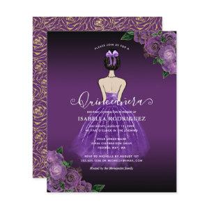 Budget Purple Princess Gold Quinceañera