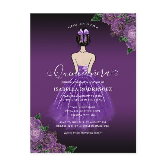 Budget Purple Princess Gold Quinceañera  Postcard