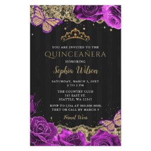 Budget Purple Roses Black Quinceañera