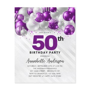 Budget Purple Silver Balloon Glitter 50th Birthday