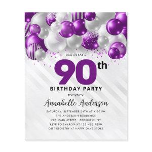 Budget Purple Silver Balloon Glitter 90th Birthday