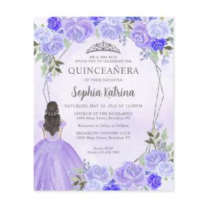 Budget Purple Silver Floral Princess Quinceañera