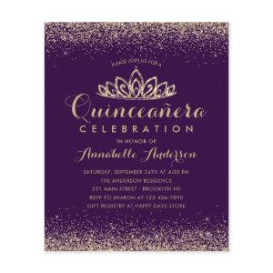 Budget Purple Violet Gold Quinceañera Tiara Invite