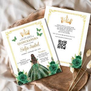 Budget QR Code Quinceanera Emerald Green  Flyer