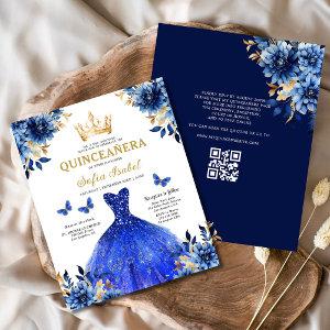 Budget QR Code Quinceanera Royal Blue Princess  Flyer
