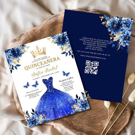 Budget QR Code Quinceanera Royal Blue Princess  Flyer