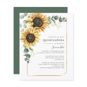 Budget Quinceanera 15th Birthday Sunflower Invite